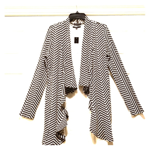 The Limited Sweaters - NWT Black/Cream Chevron Convertible Long Cardigan